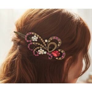 Pink NWT Jeweled Hair Clip / Barrette